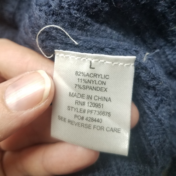 Pink Rose Knit Thick Navy Blue Pullover Sweater - Picture 6 of 6